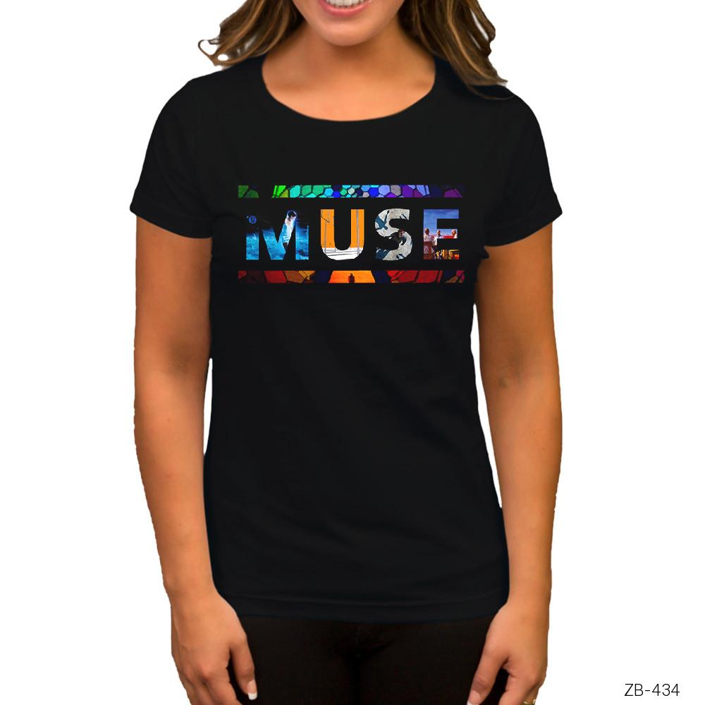 Muse Covers Logo Siyah Kadın Tişört