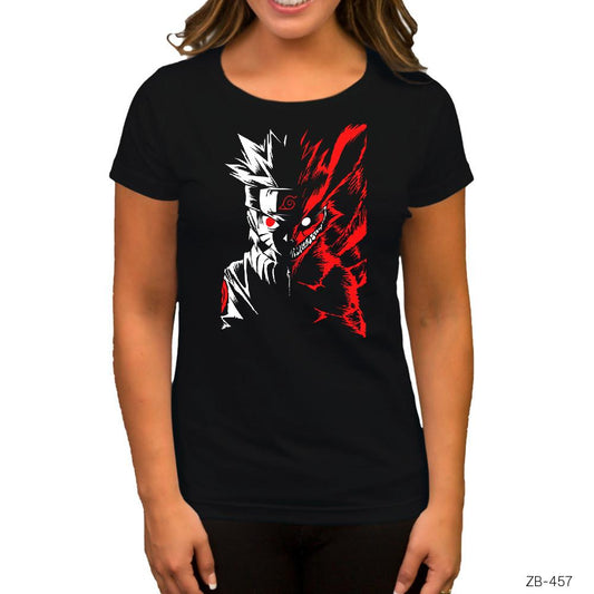Naruto Fox Siyah Kadın Tişört
