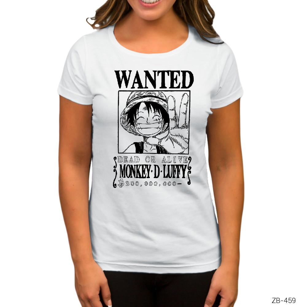 Wanted Luffy Beyaz Kadın Tişört