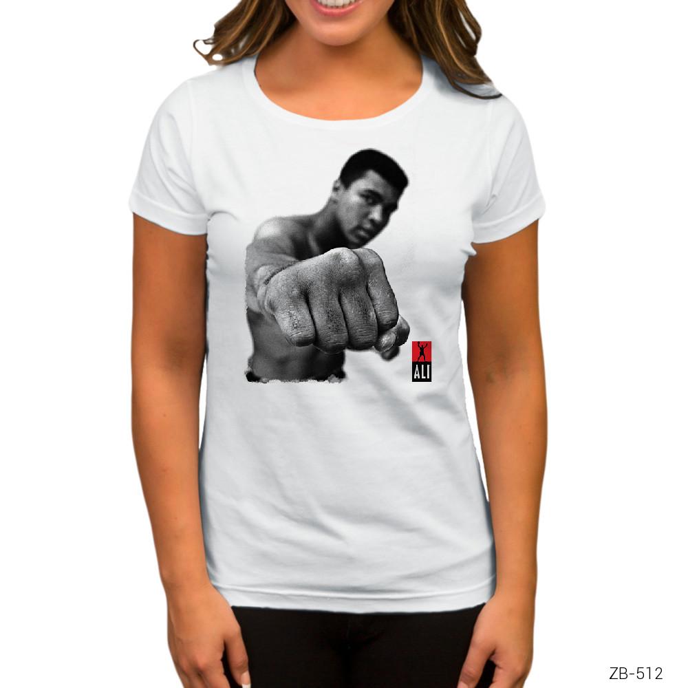 Muhammed Ali Punch Beyaz Kadın Tişört