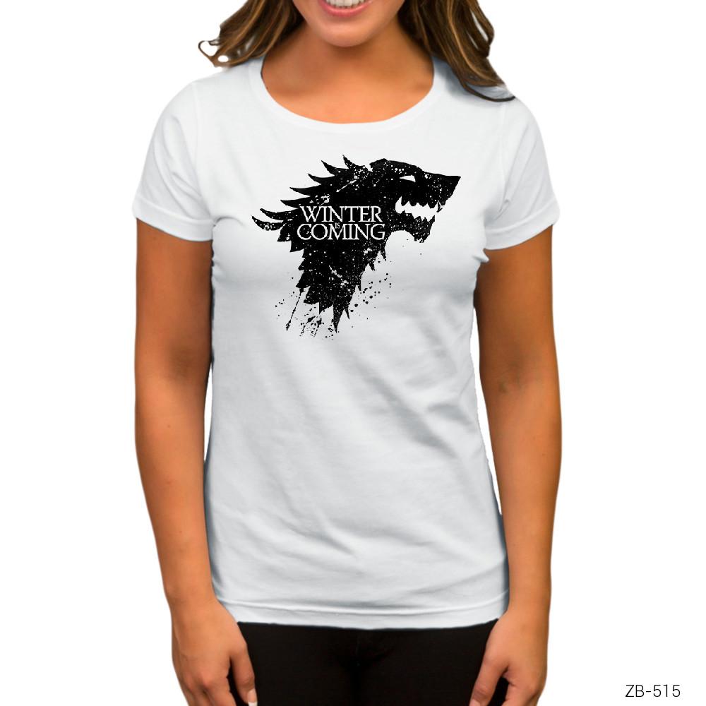 Game of Thrones Winter is Coming in Beyaz Kadın Tişört