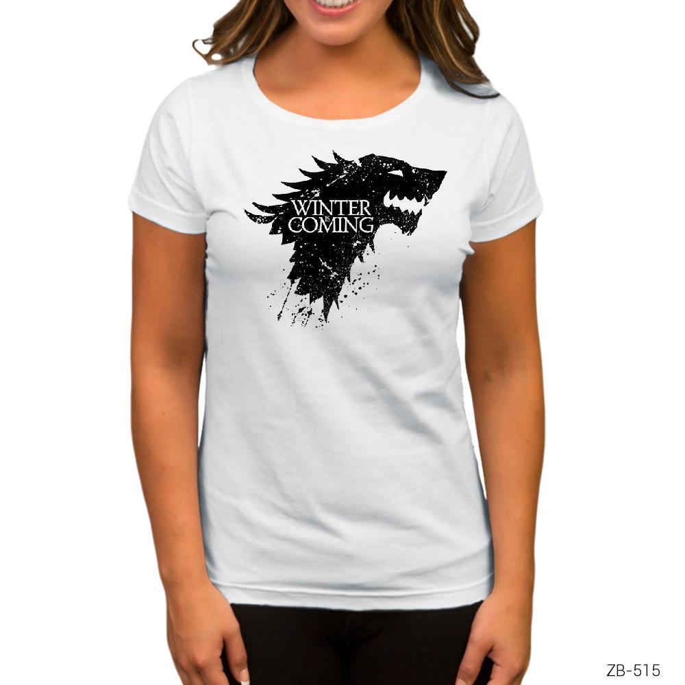 Game of Thrones Winter is Coming in Beyaz Kadın Tişört