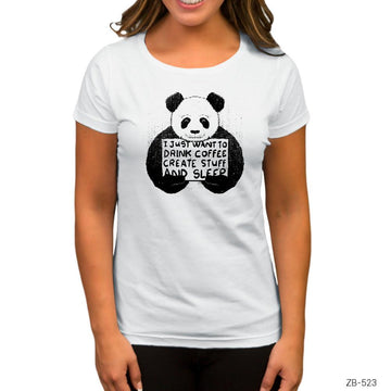 Cute Panda Beyaz Kadın Tişört