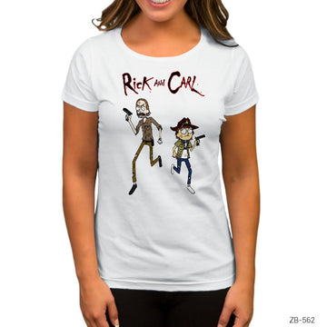 The Walking Dead Rick and Carl Beyaz Kadın Tişört