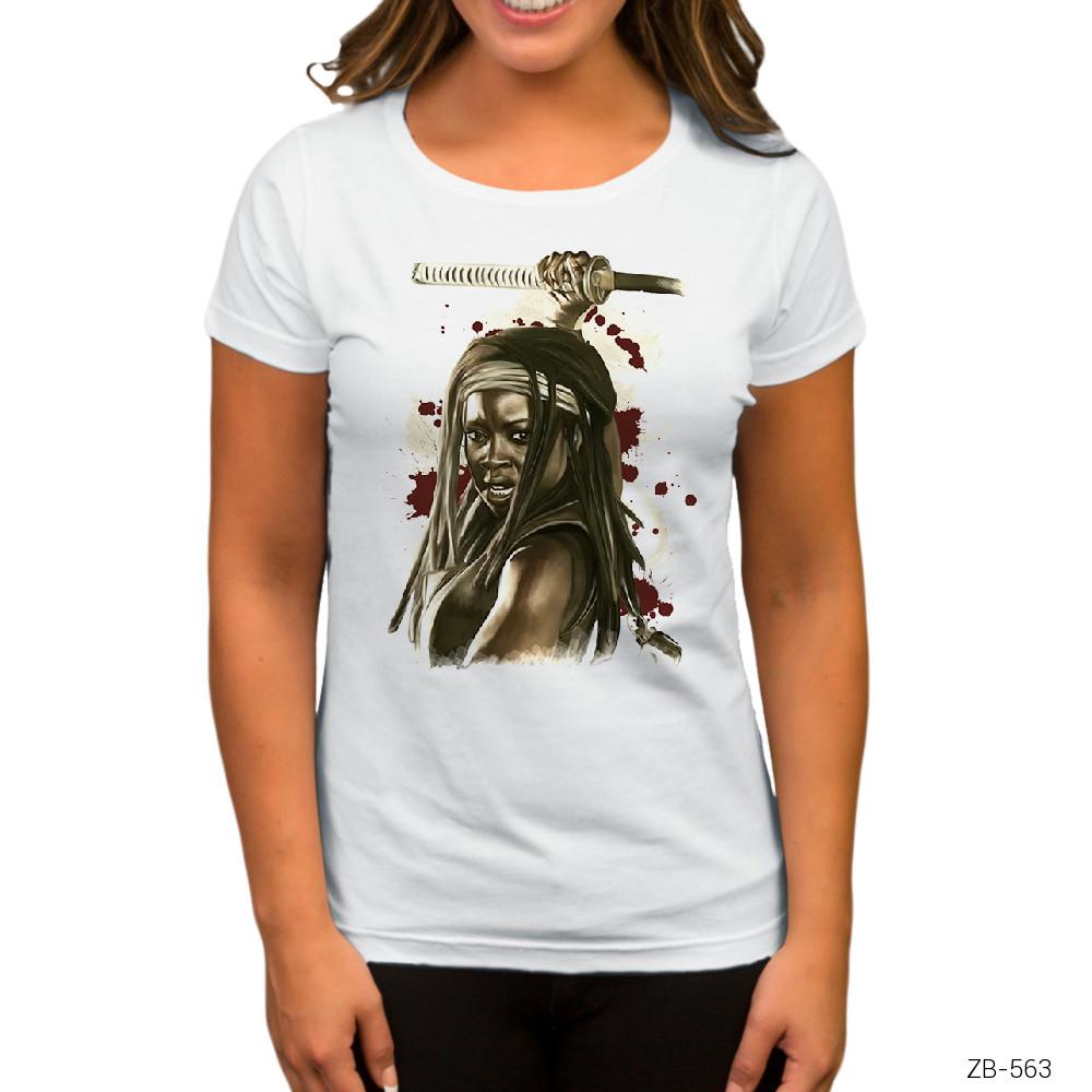 The Walking Dead Michonne Beyaz Kadın Tişört