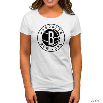 Brooklyn Nets 2 Beyaz Kadın Tişört