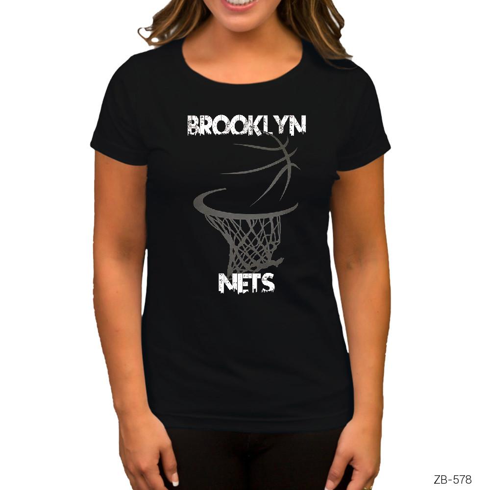 Brooklyn Nets Basket Siyah Kadın Tişört