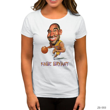 Kobe Bryant Cartoon Beyaz Kadın Tişört