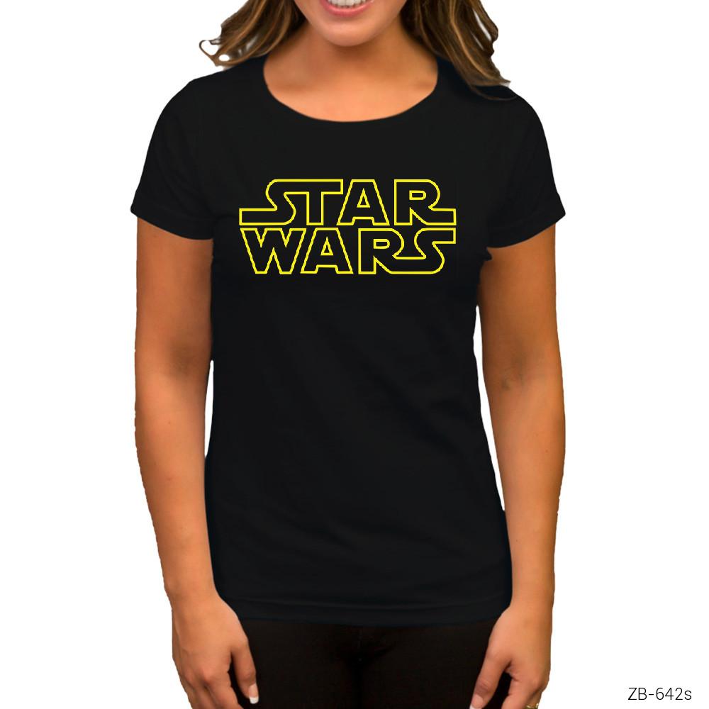 Star Wars Logo Line Siyah Kadın Tişört