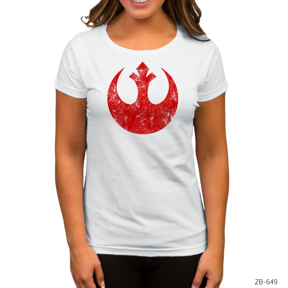 Star Wars Rebel Alliance Logo Beyaz Kadın Tişört