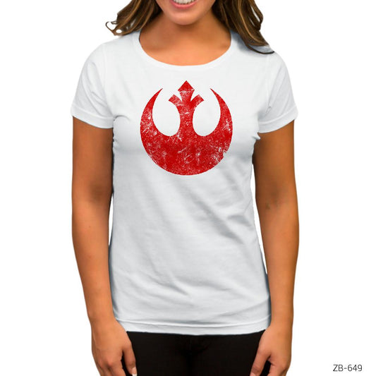 Star Wars Rebel Alliance Logo Beyaz Kadın Tişört