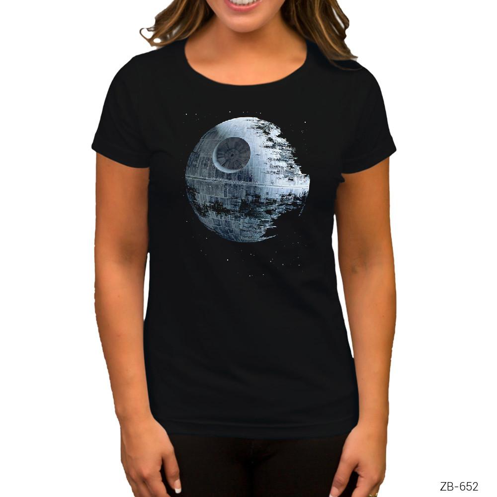 Star Wars Death Star Siyah Kadın Tişört