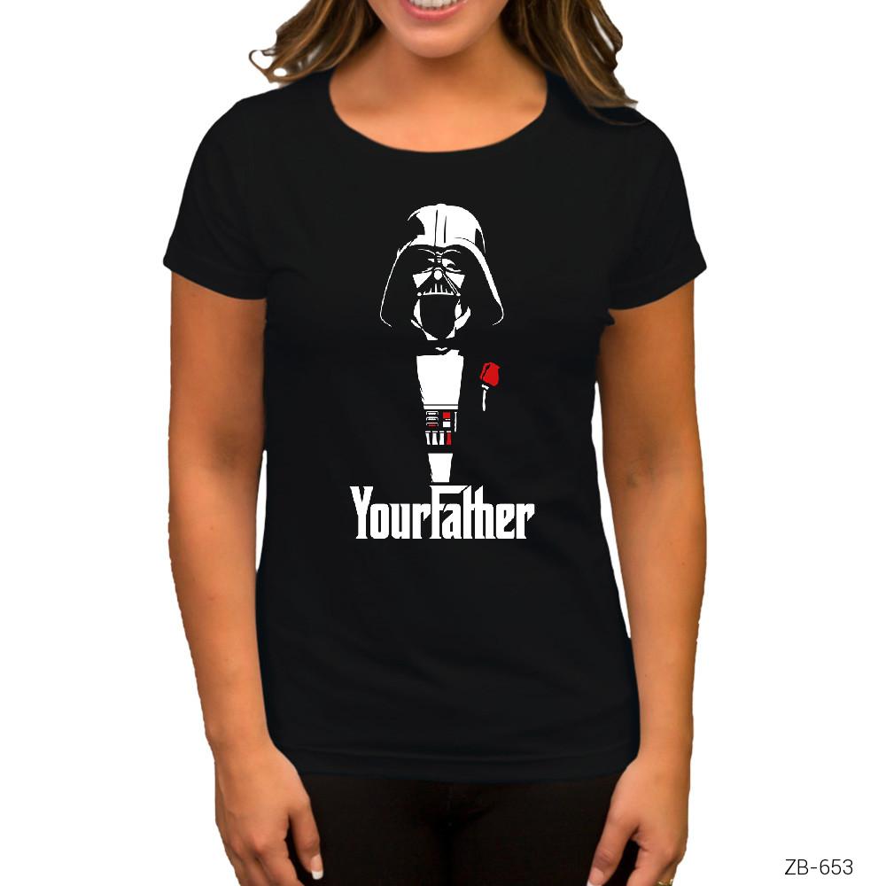 Star Wars Darth Your Father Siyah Kadın Tişört