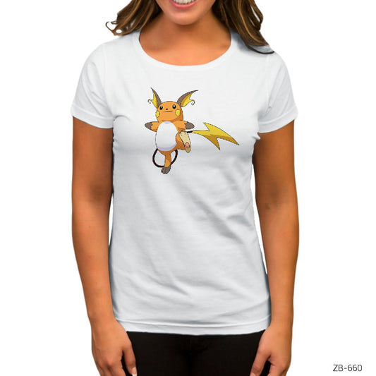 Pokemon Raichu Beyaz Kadın Tişört