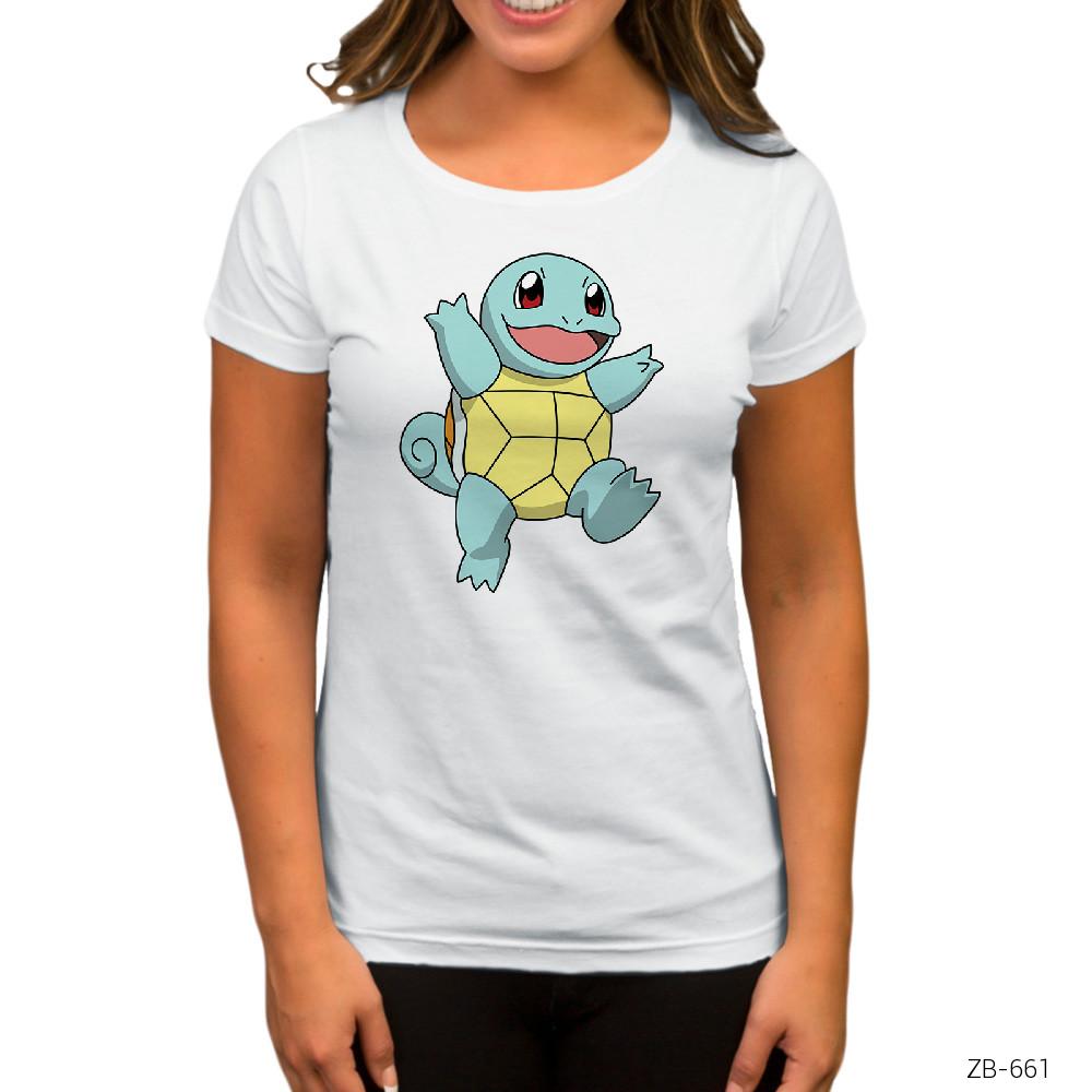 Pokemon Squirtle Beyaz Kadın Tişört