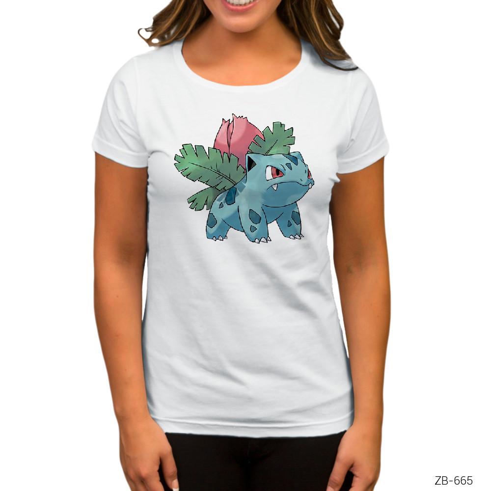 Pokemon Iyvsaur Beyaz Kadın Tişört