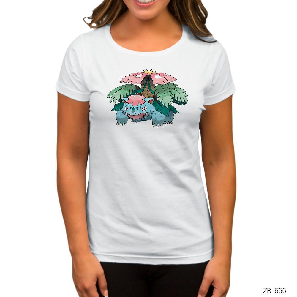 Pokemon Venusaur Beyaz Kadın Tişört