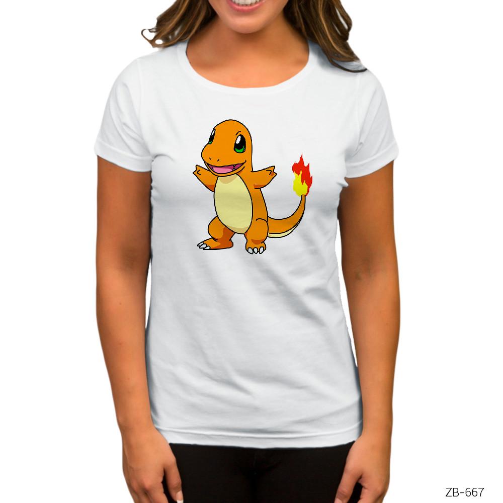 Pokemon Charmander Beyaz Kadın Tişört