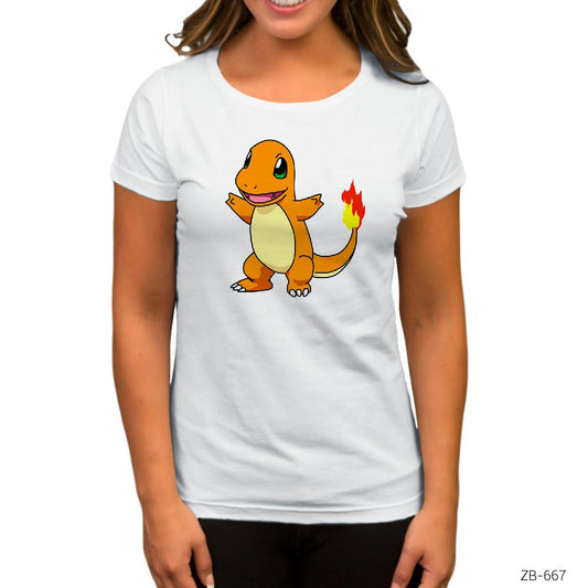 Pokemon Charmander Beyaz Kadın Tişört