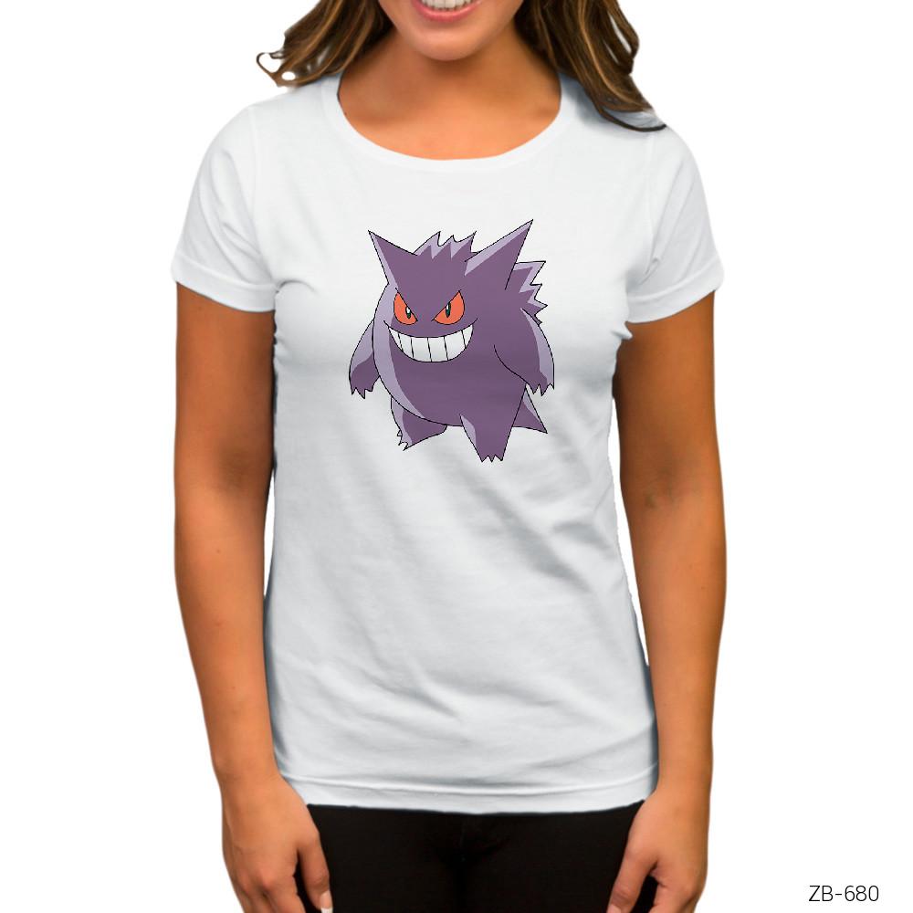 Pokemon Gengar Beyaz Kadın Tişört