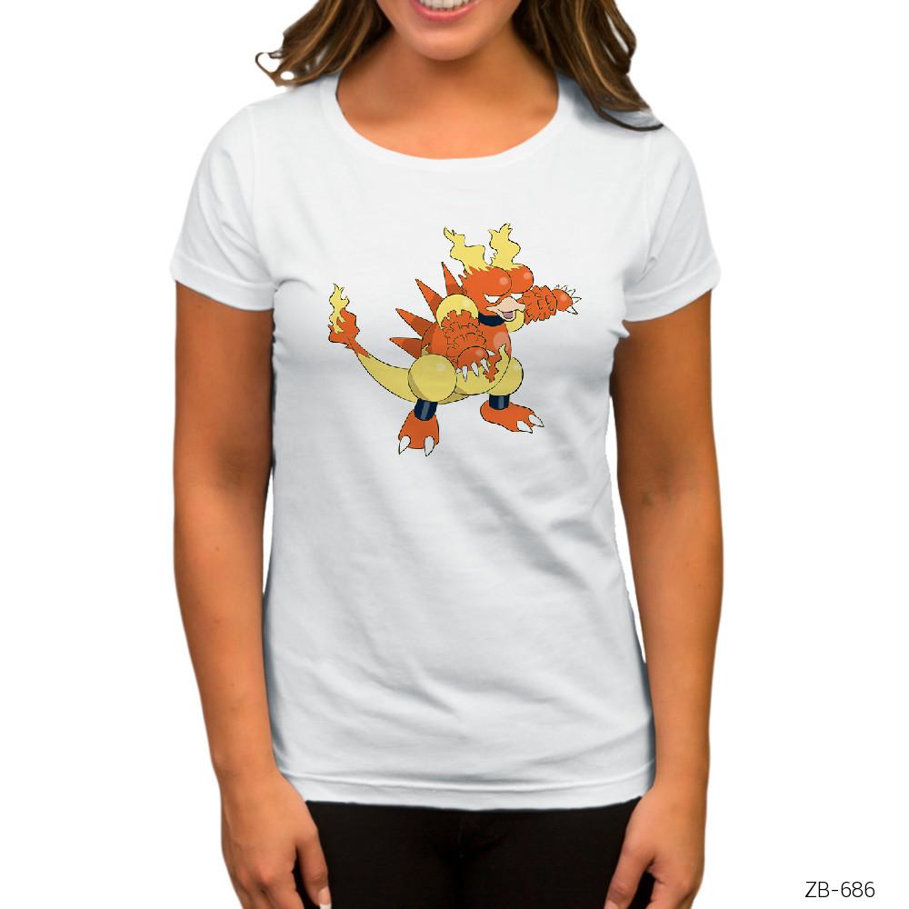 Pokemon Magmar Beyaz Kadın Tişört