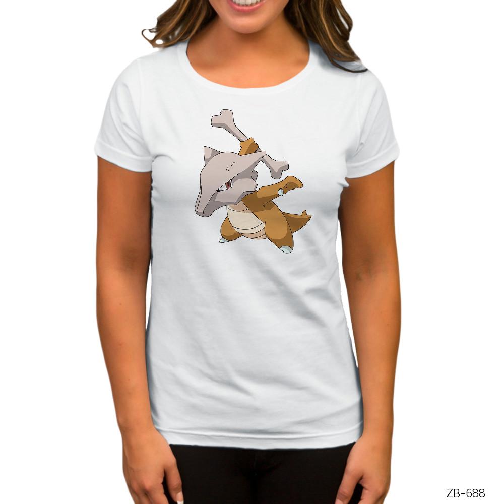 Pokemon Marowak Beyaz Kadın Tişört