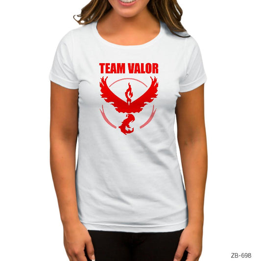 Pokemon Team Valor Logo 2 Beyaz Kadın Tişört