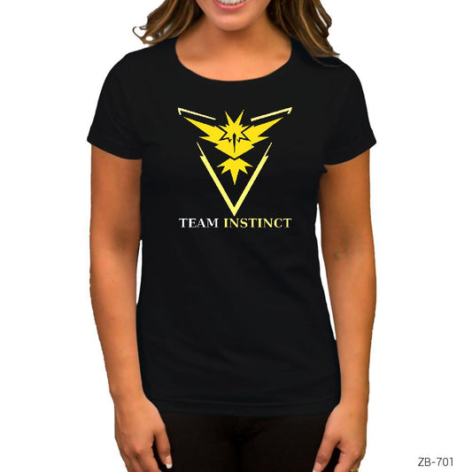 Pokemon Team Instinct Siyah Kadın Tişört