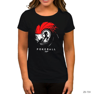 Pokemon Pokeball 007 Siyah Kadın Tişört