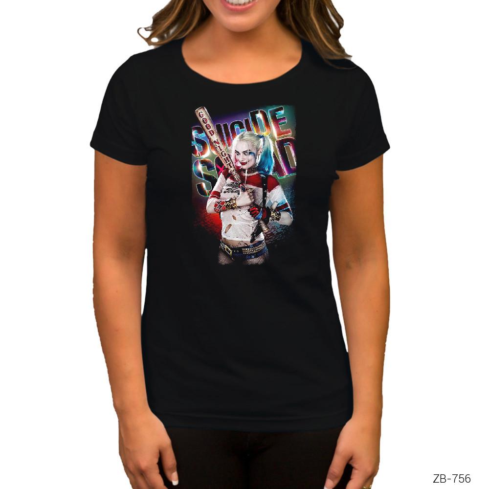 Suicide Squad Harley Quinn Good Night Siyah Kadın Tişört