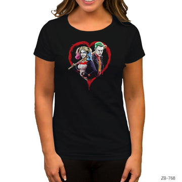 Suicide Squad Harley Quinn Joker Love Siyah Kadın Tişört
