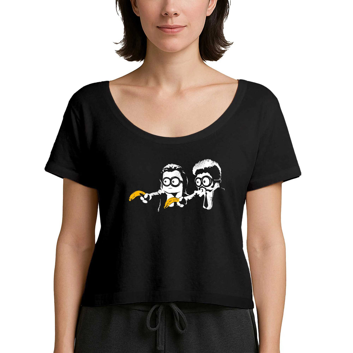 Minion Fiction Siyah Kadın Tişört
