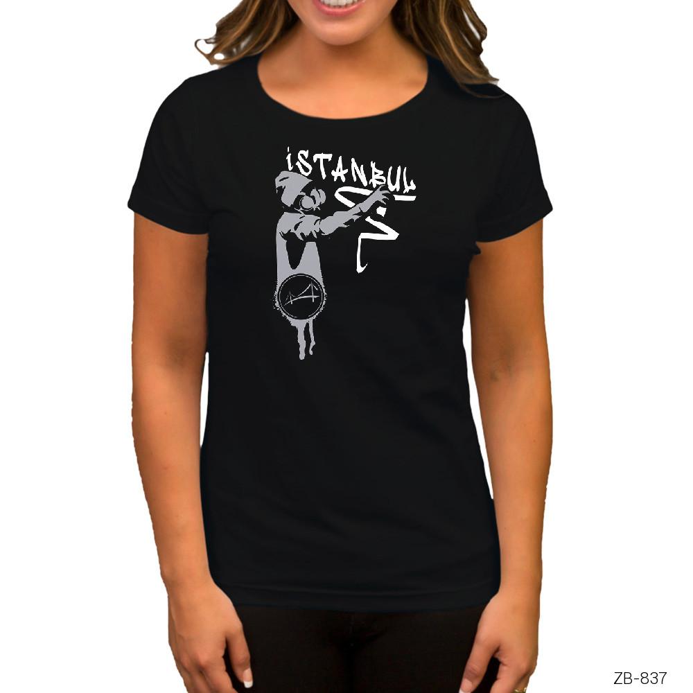 Graffiti İstanbul Siyah Kadın Tişört
