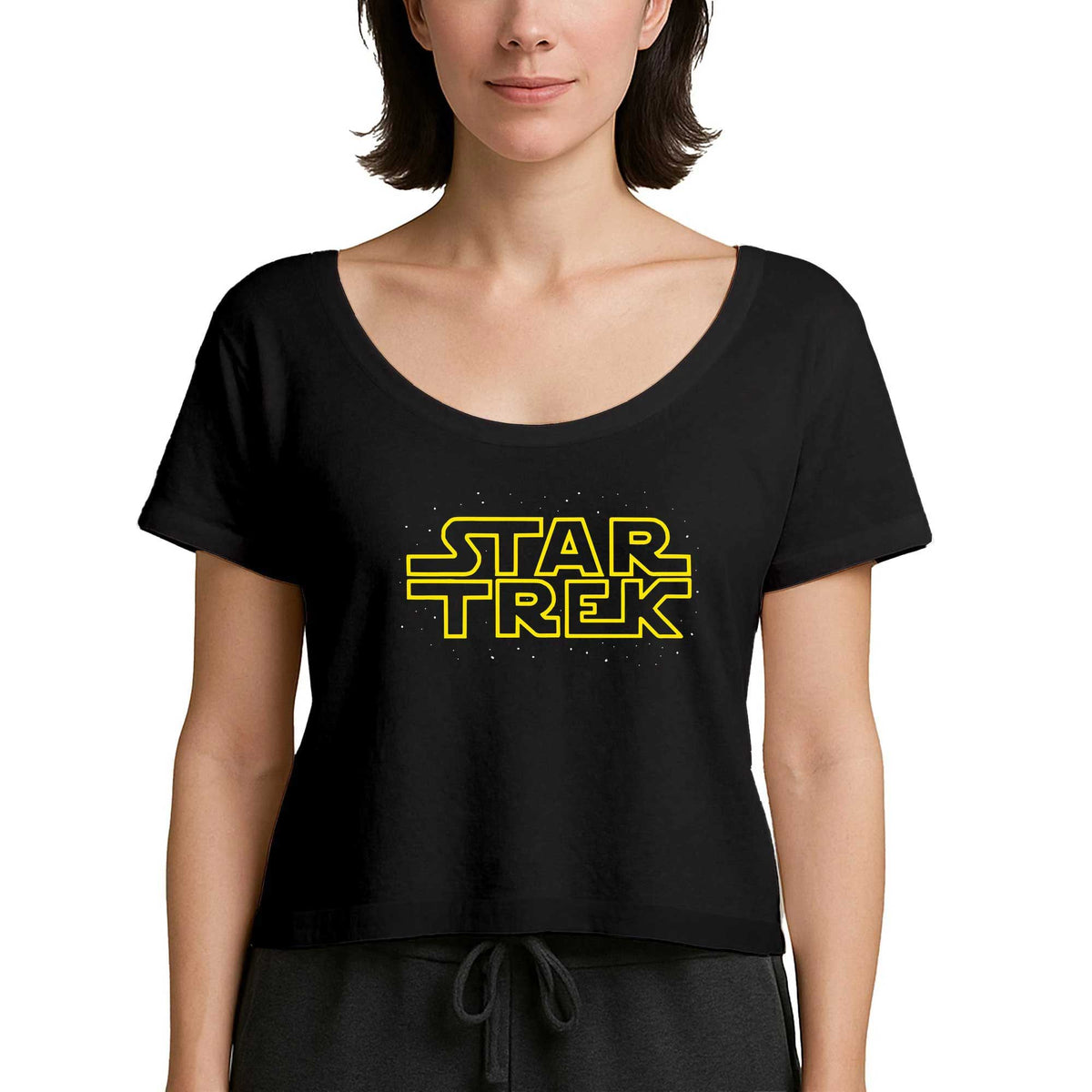 Star Trek Fake Logo Siyah Kadın Tişört