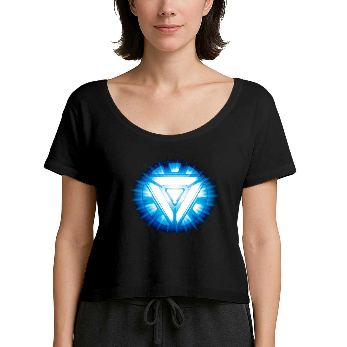 Iron Man Arc Reactor Siyah Kadın Tişört