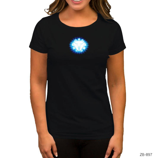 Iron Man Arc Reactor Siyah Kadın Tişört