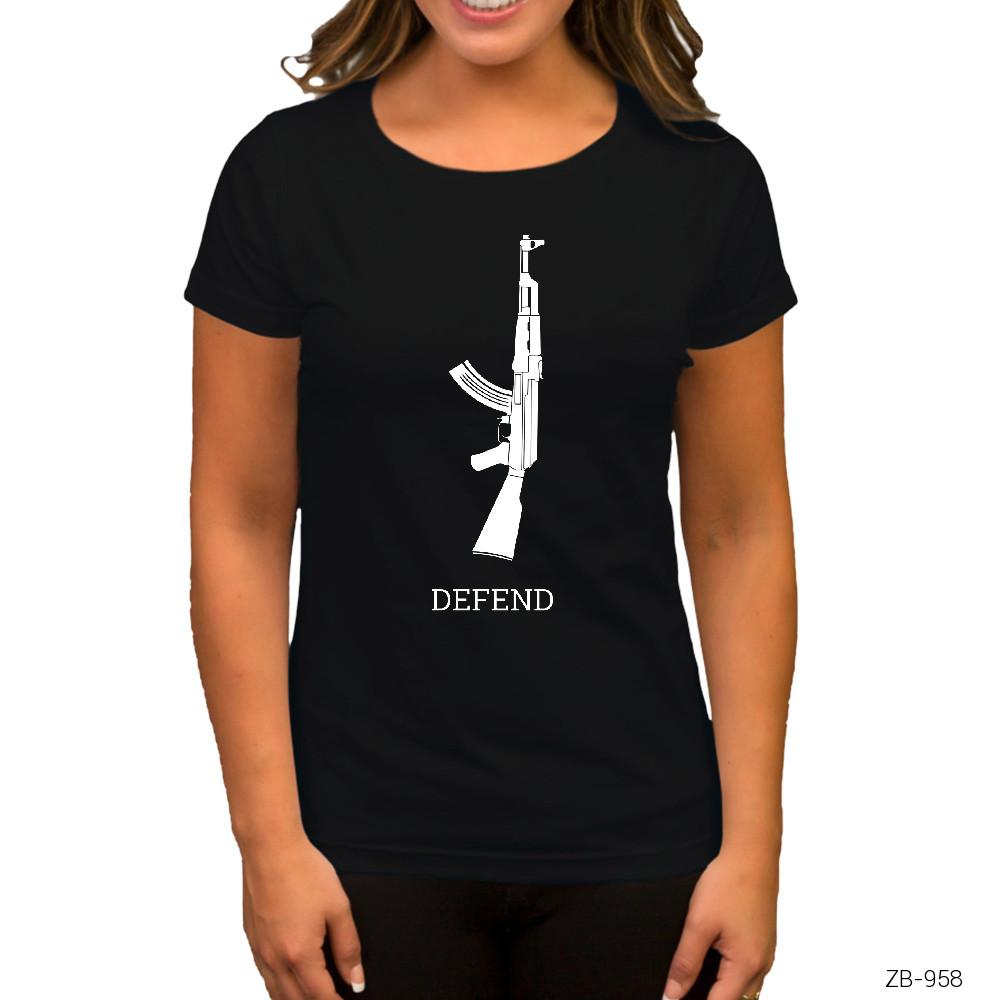 Defend Siyah Kadın Tişört