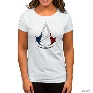Assassins Creed Logo Color Beyaz Kadın Tişört