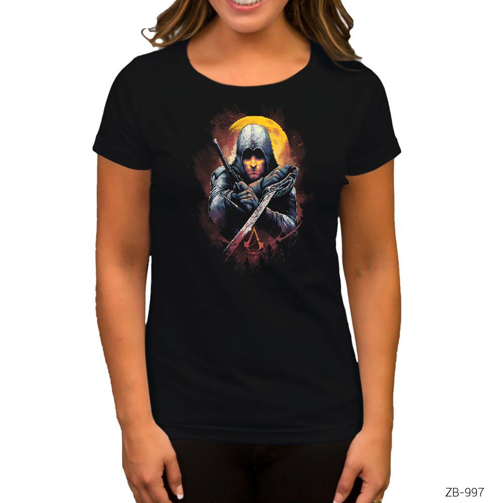 Assassins Creed Ninja Siyah Kadın Tişört