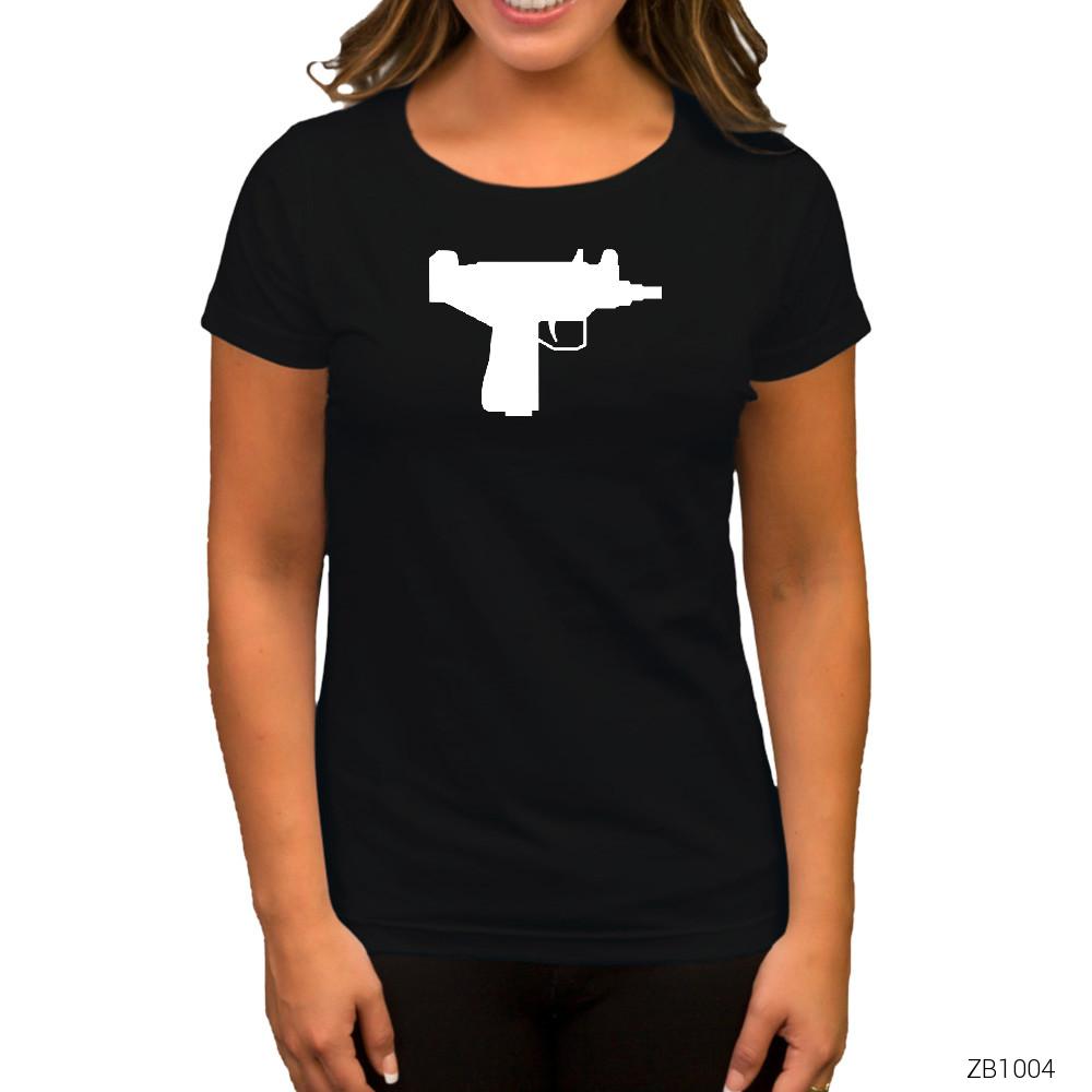 Uzi Siyah Kadın Tişört