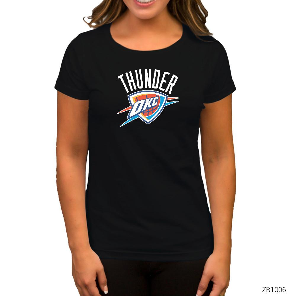 Oklahama Thunder Logo Siyah Kadın Tişört