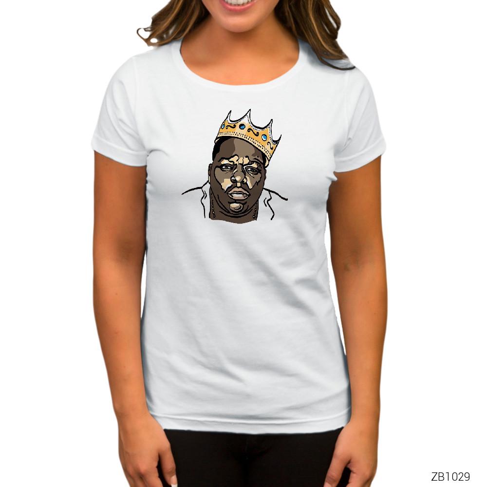 Biggie Cartoon Beyaz Kadın Tişört