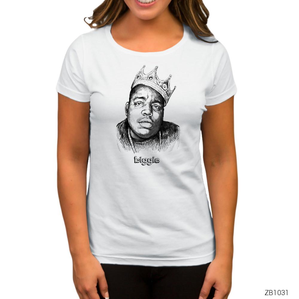 Biggie Sketch Art Beyaz Kadın Tişört