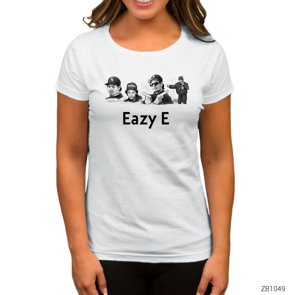 Eazy E Sketch Art Beyaz Kadın Tişört