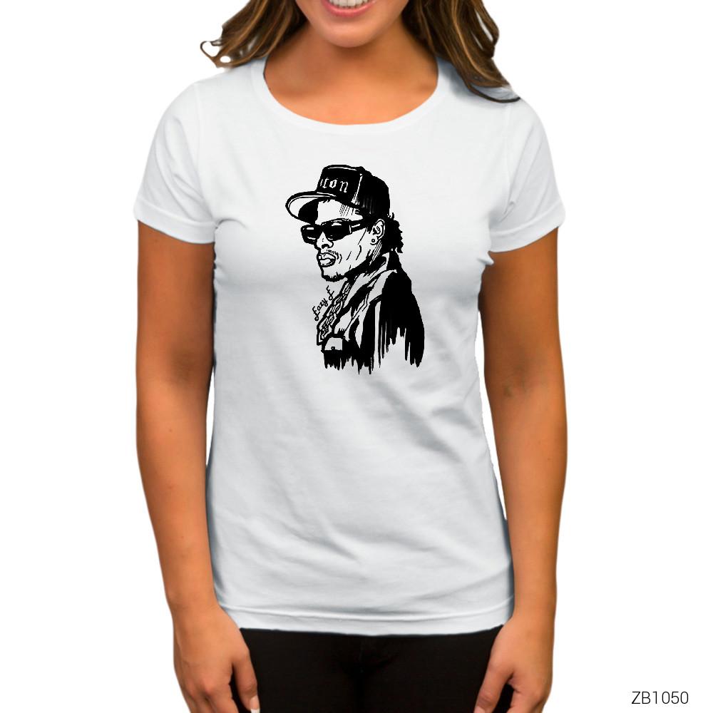 Eazy E Stencil Beyaz Kadın Tişört