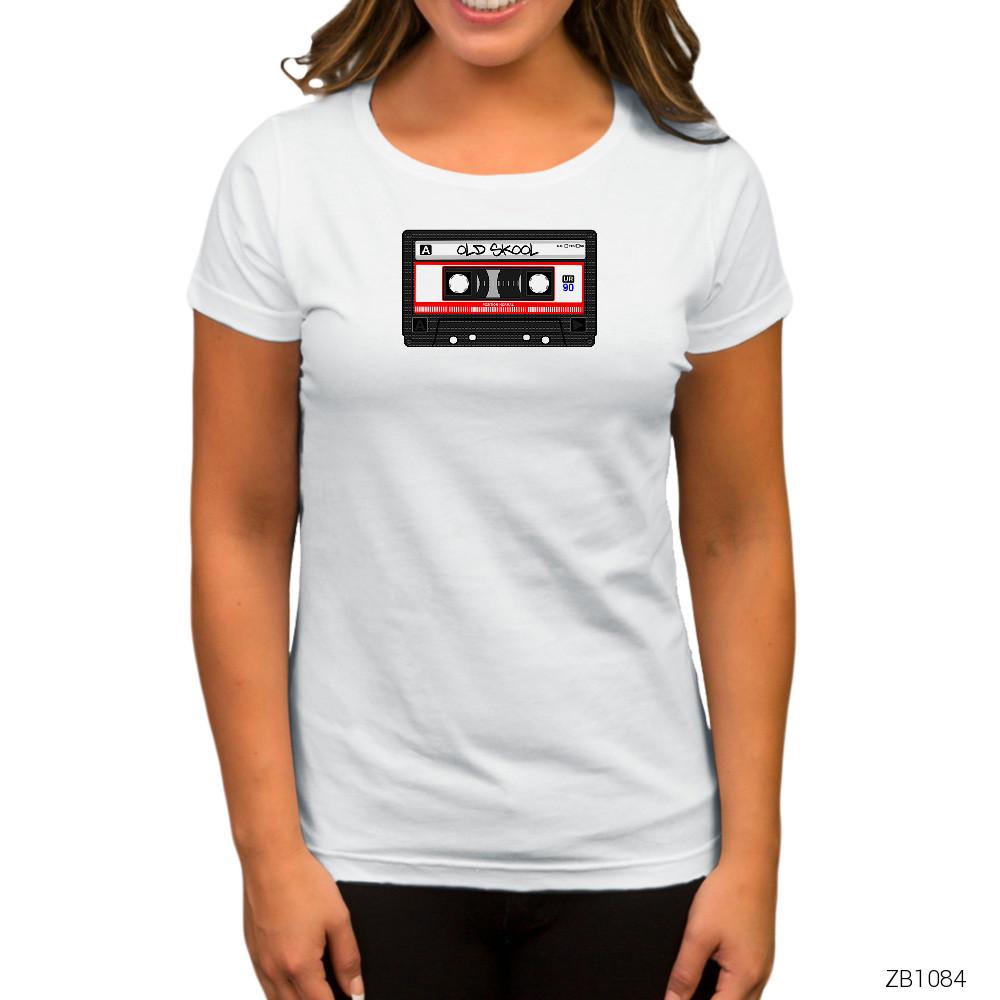 Old Skool Tape Beyaz Kadın Tişört