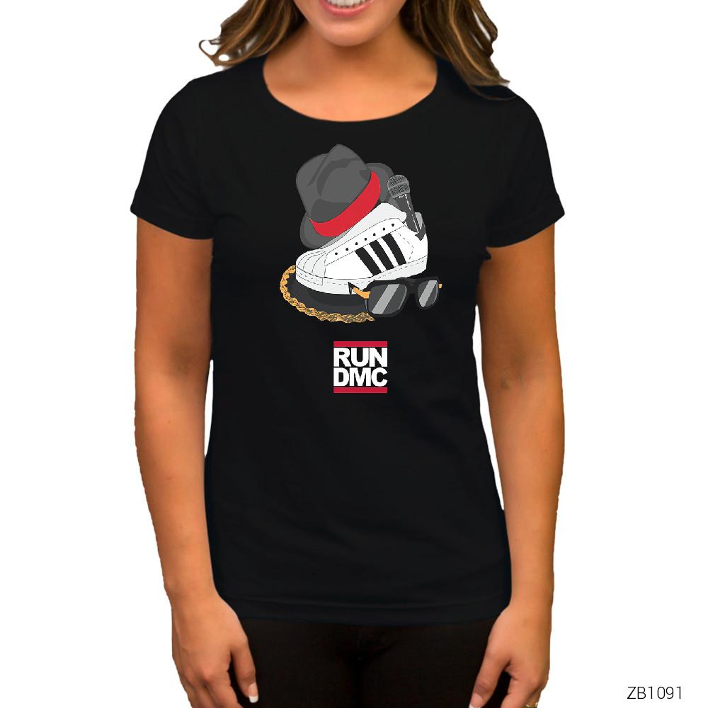 Run Dmc Shoes Siyah Kadın Tişört