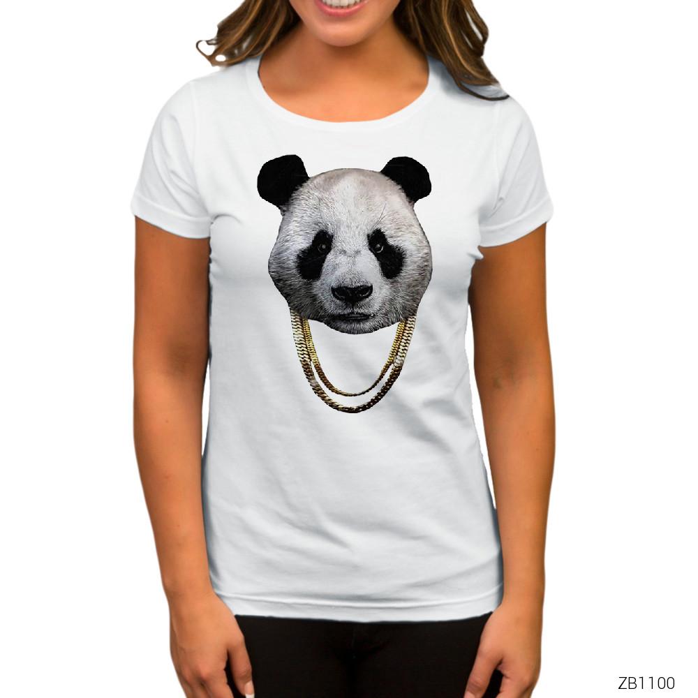 Rapçi Panda Beyaz Kadın Tişört