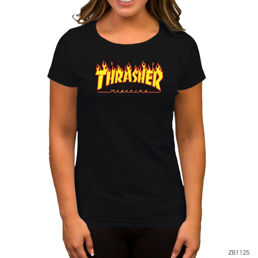 Thrasher Siyah Kadın Tişört