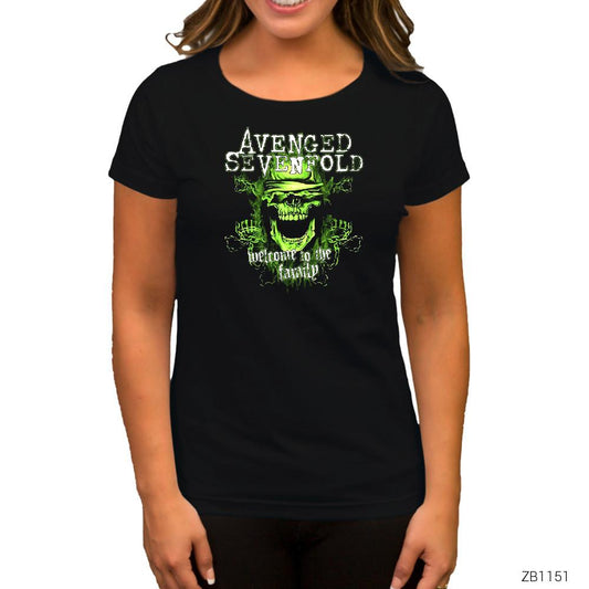 Avenged Sevenfold Green Skull Siyah Kadın Tişört